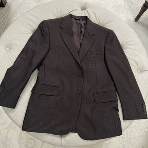 Jos A Bank Men's Dark Brown Windowpane Blazer - Classic Two-Button Suit Jacket